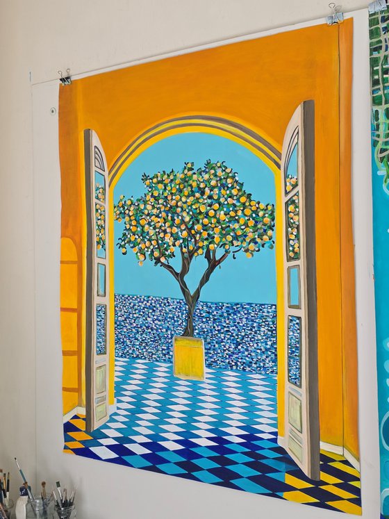Mediterranean Seascape With Lemon Tree