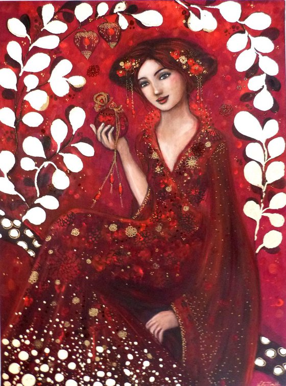 "The red Elixir"  woman portrait 60x81cm.