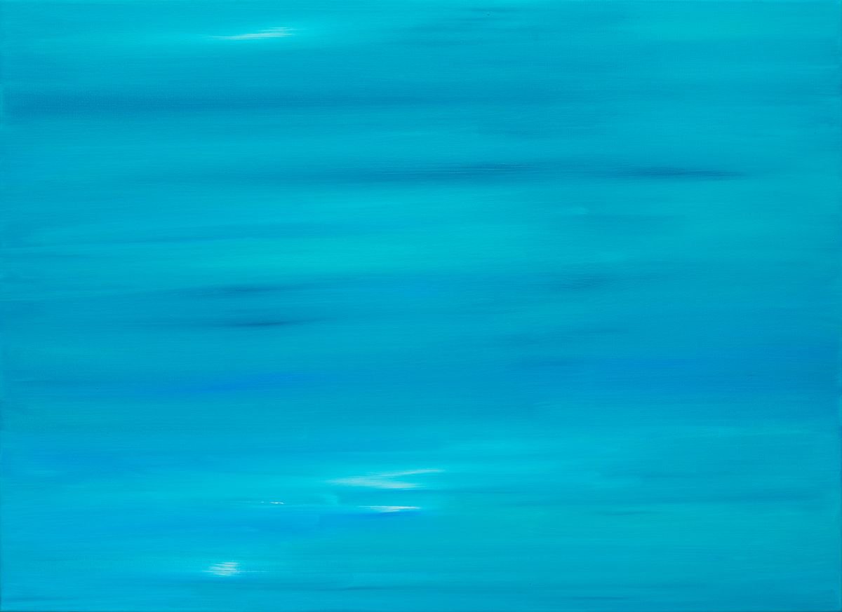 Organic Abstract Oil Painting By Nataliia Sydorova, 43 X 31", Cerulean, Original Artwork