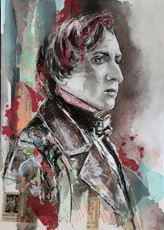 Frédéric Chopin - Portrait drawing on paper
