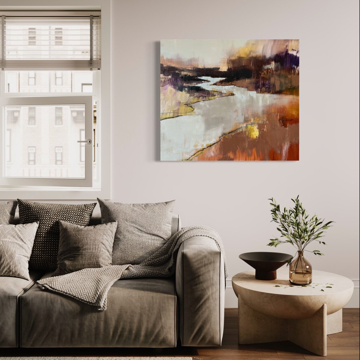 Expressive Painting , Winding Waters By Belinda Reynell, 31 X 28, Artwork For Sale On Artfinder