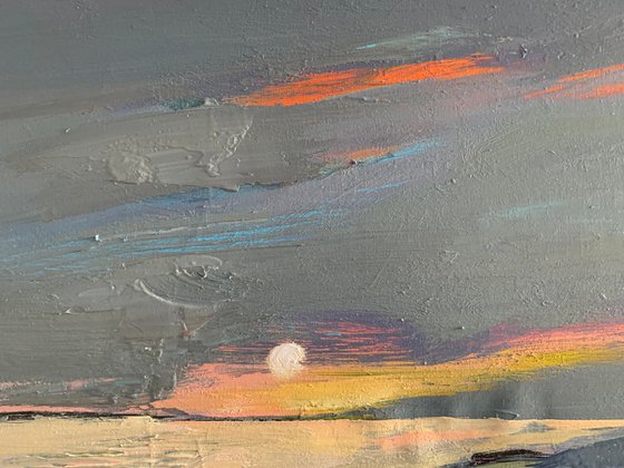 Expressionist painting - "Spring evening" - Landscape - Impressionism - Minimalism - Sunset