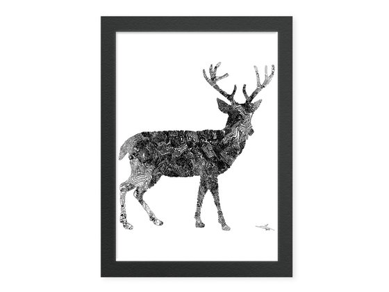 Reindeer: Framed Artwork, 16 x20 inches(40x50cm)