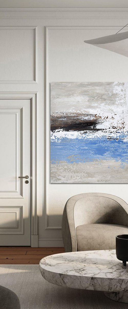 Blue Passage of Light. beige blue grey by Tatiana Malinovscaia