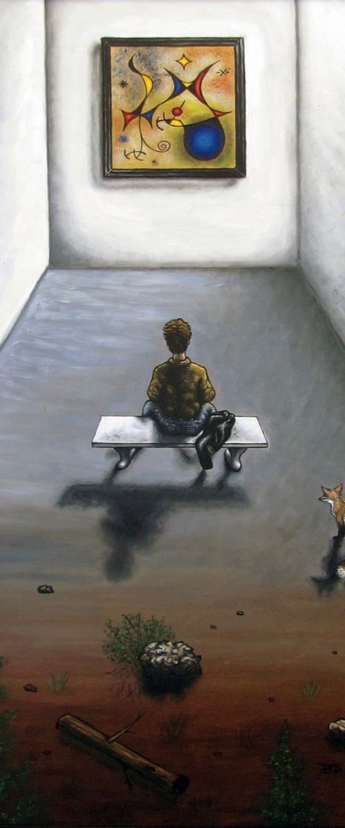 "Lose Yourself" - Original PMS Pop Surrealist Oil Painting, Framed - 24" x 48" by Preston M. Smith (PMS)