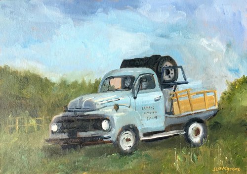 American Ford Pick - up Truck. An original oil painting by Julian Lovegrove Art