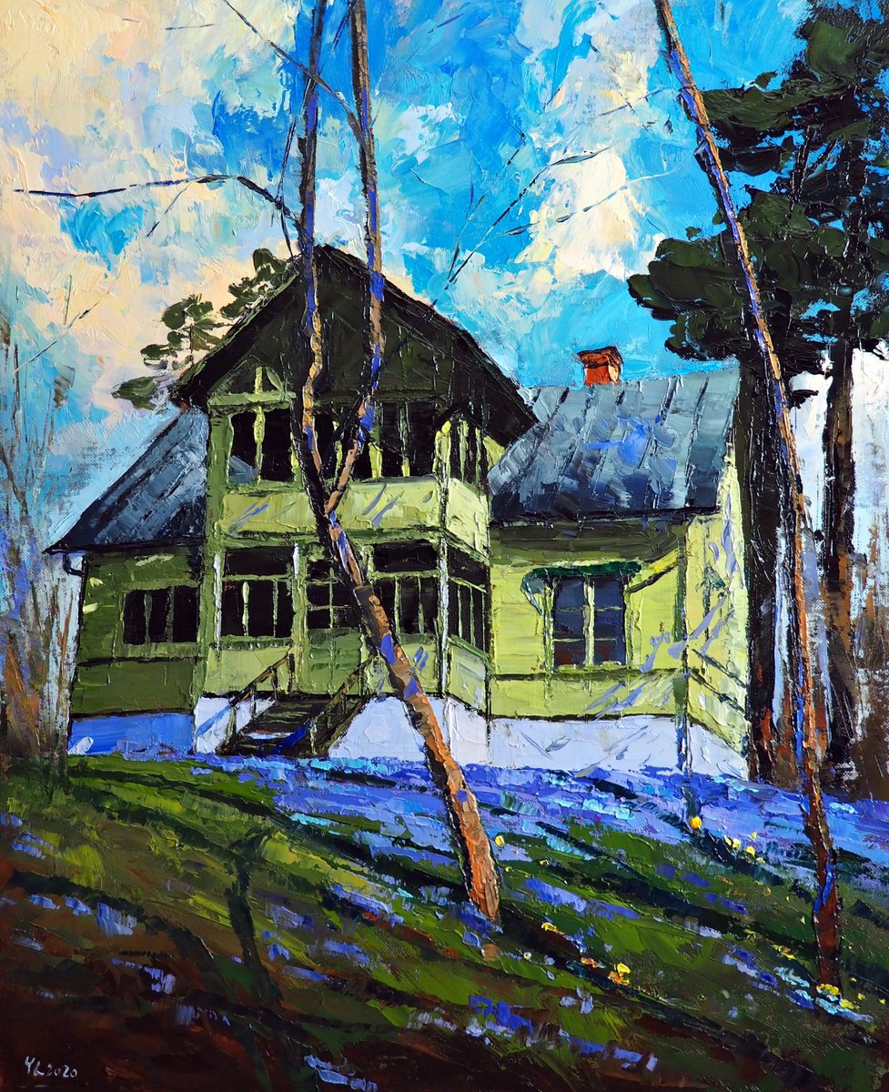 Impressionistic Landscape Oil Painting By Yuanyuan Liu, 20 X 24", The Green House, Original Artwork