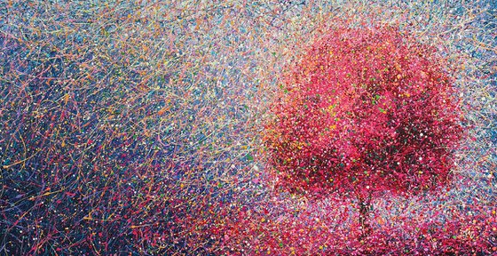 Sakura Original pink abstract tree Tender Light painting Spring blossom Large abstract landscape Cherry Blossom