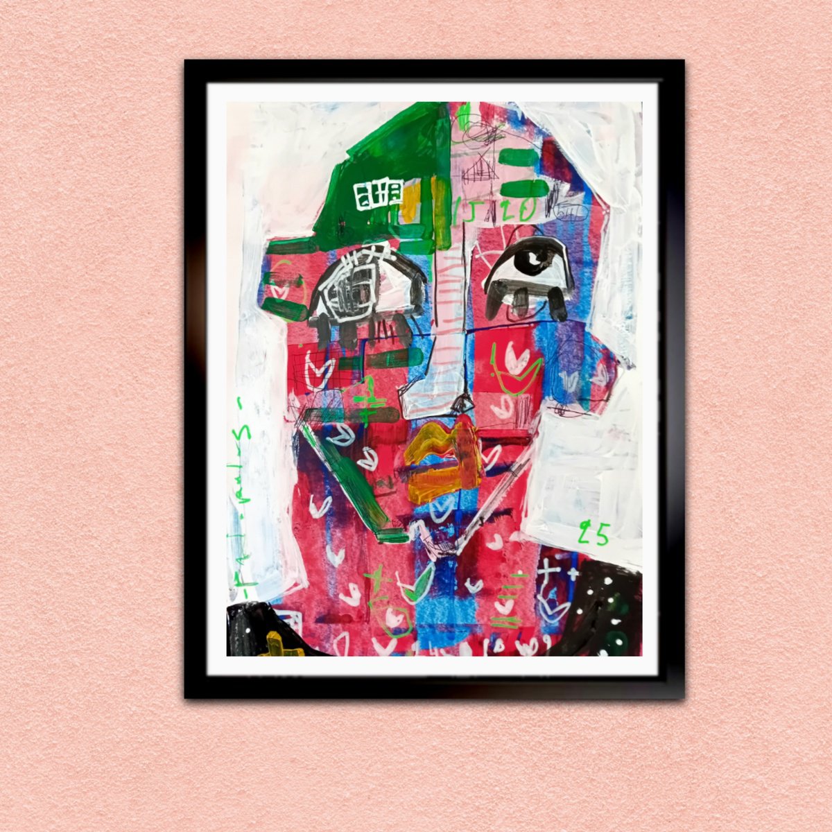 Abstract Portrait Acrylic Painting By Dimitris Pavlopoulos, 12 X 17, Anonimo # 46, Original Artwork