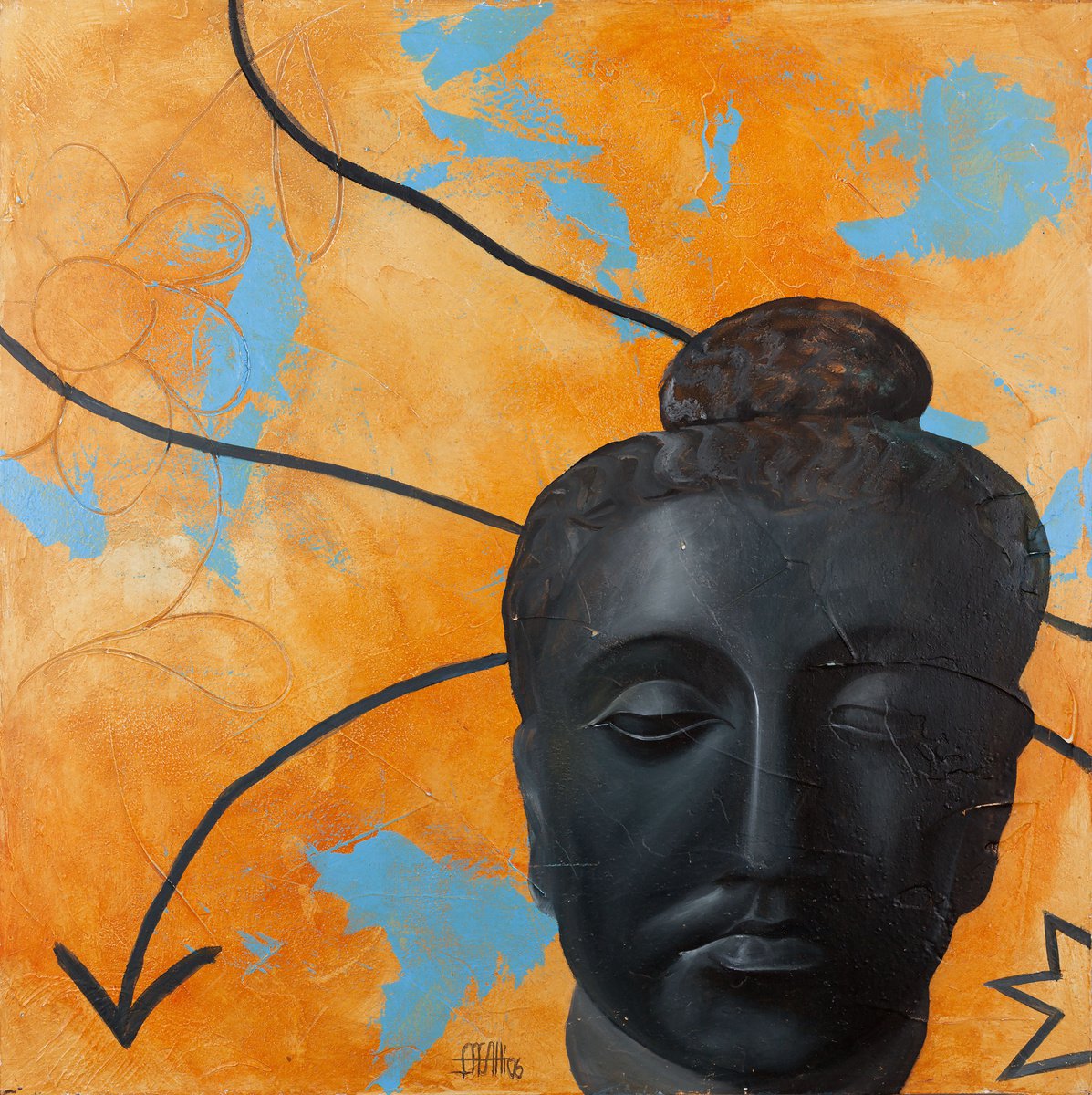 Portrait Oil Painting By Nicoletta Bagatti, 20 X 20", Viaggio, Original Artwork