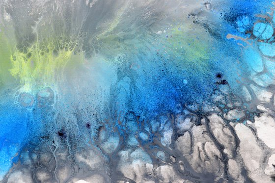 Astral Love XVIII 150x70cm, Fluid Art Painting Large Abstract XXL Peaceful Artwork Neutral Colours Painting