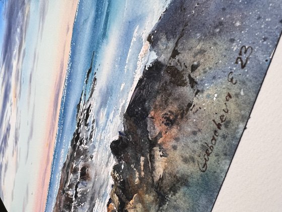 Gentle sunset on the sea