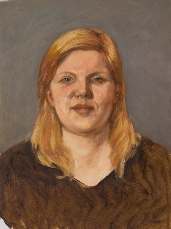 modern portrait of a blond woman from life model
