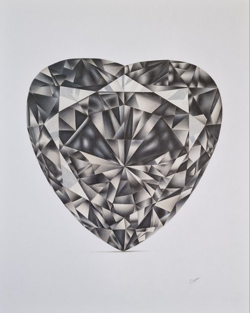 Heart Cut Black Diamond, A Drawing A Best Friend by Daniel Shipton