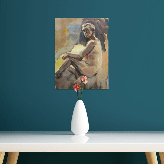 Seated male nude