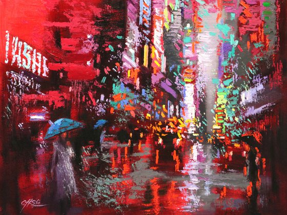 Red Evening in Time-Square