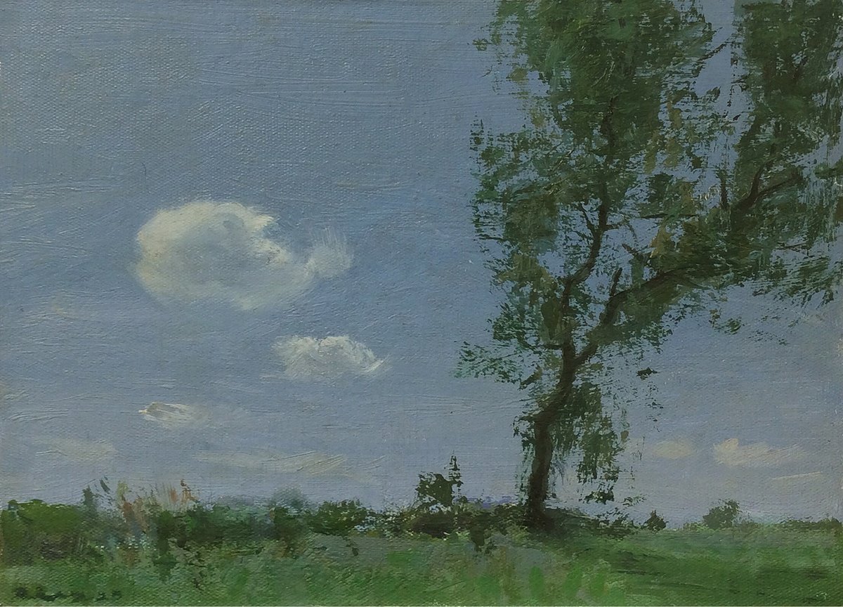 Impressionistic Landscape Oil Painting By Riaz Samadhan, 10 X 7", Mountain Jyotiba, Original Artwork