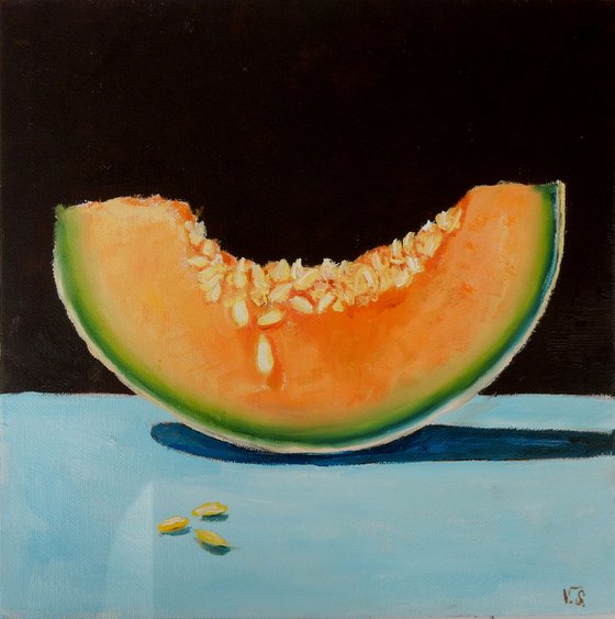 Juicy melon. Still life, 25x25cm