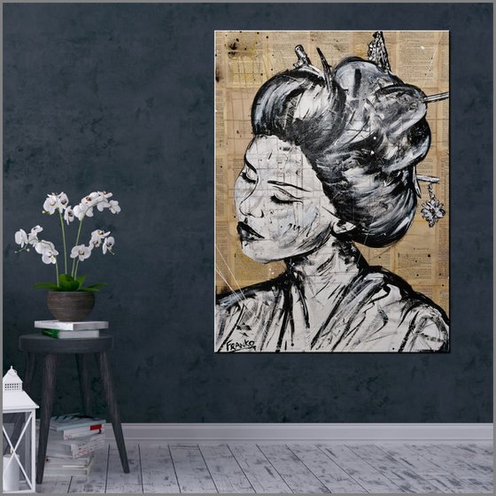 Geisha Study #3 75cm x 100cm Geisha Book Page Urban Pop Art