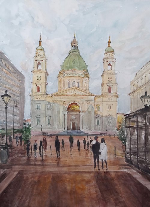 Watercolor architecture painting by Jelena Milojevic