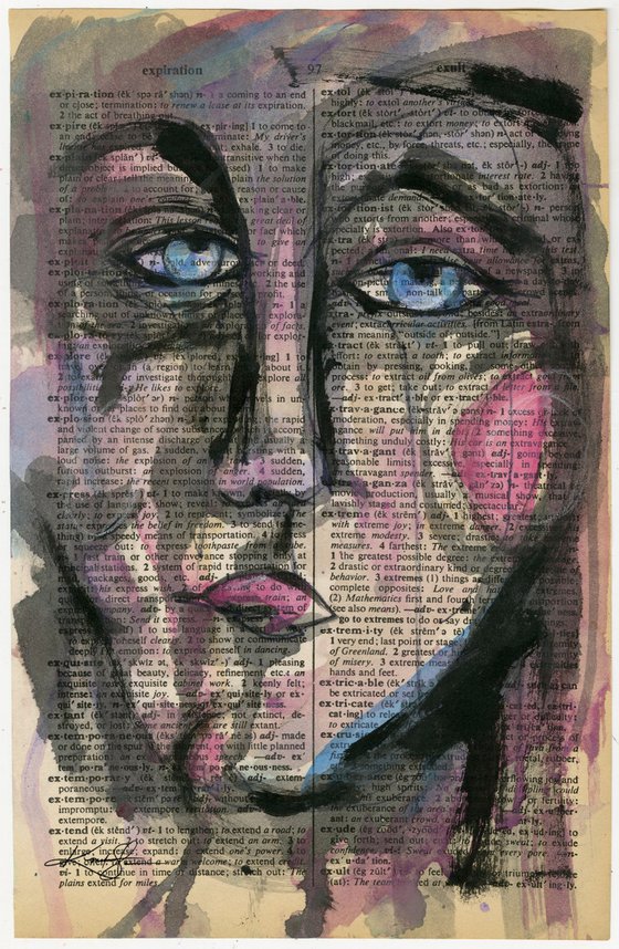 Funky Face 2020-22 - Mixed Media Painting by Kathy Morton Stanion