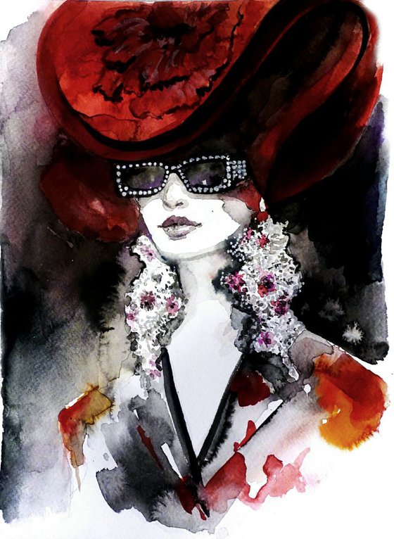 Woman red hat