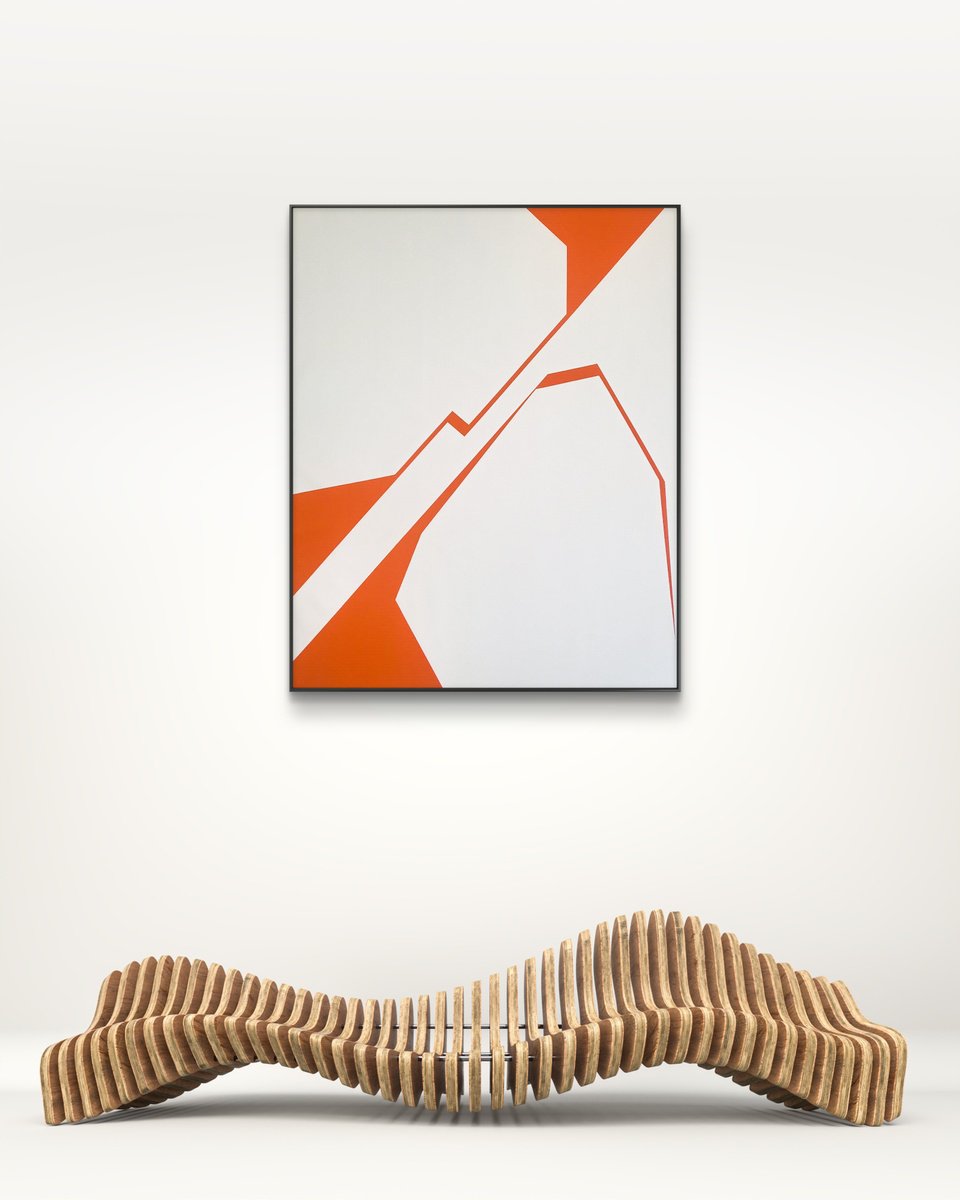 Geometric Abstract Acrylic Painting By Veronika Obushikhina, 31 X 39", Divergence 3, Original Artwork