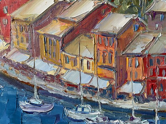 "Seascape". Sea. Original oil painting. boatsin the sea