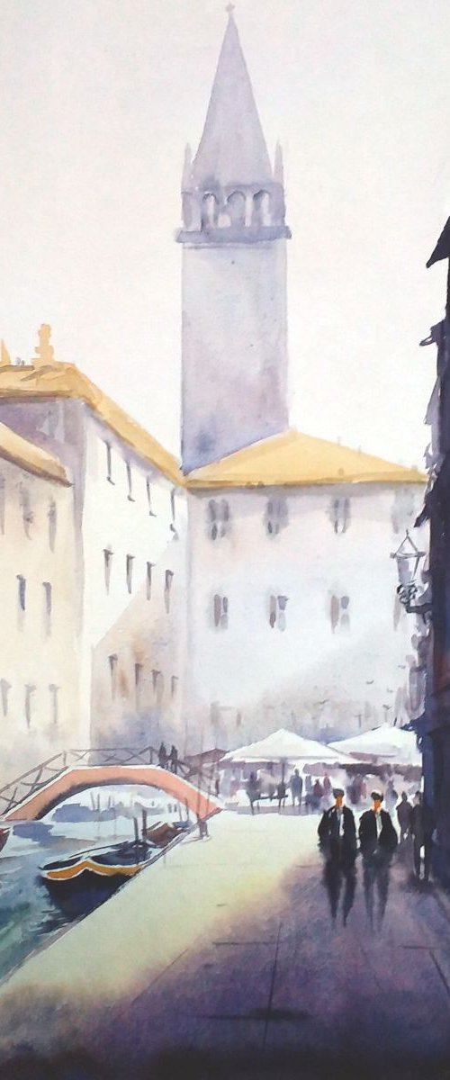 Venice Morning - Watercolor Painting by Samiran Sarkar