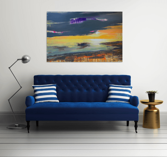 XL Big seascape - "Bright sky" - Expressionism - Minimalism - Sea - Ocean - Sunset