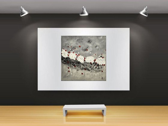 Romance - Abstract acrylic painting black white grey canvas art wall art ready to hang