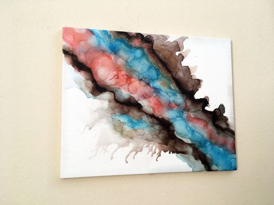 "Up In Smoke - Original Abstract PMS Alcohol Ink Painting - 20 x 16 inches