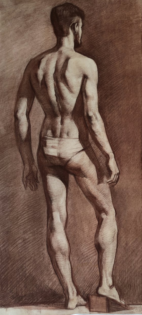 Male nude in sepia.