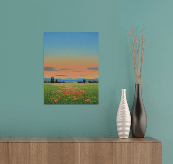 Evening Blush - Colorful Flower Field Landscape