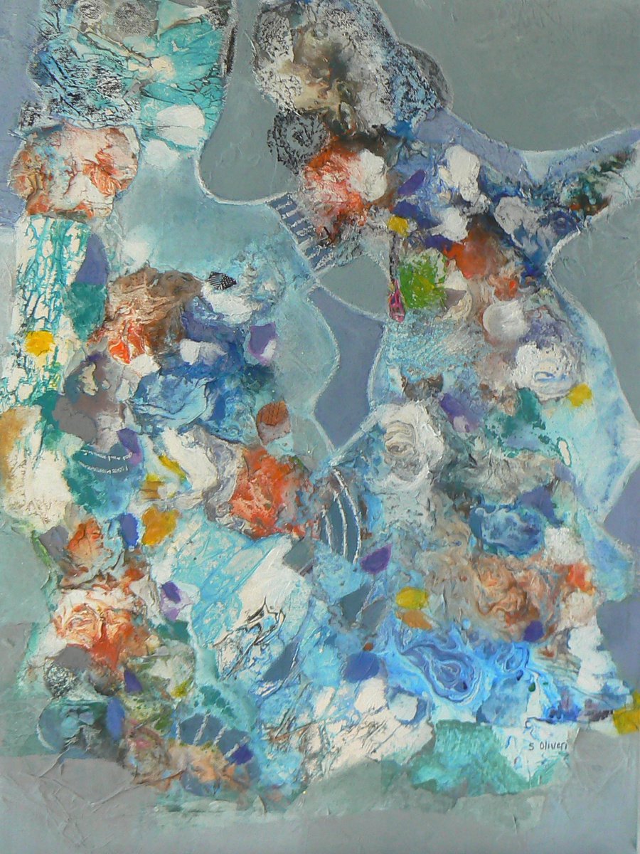 Abstract Portrait Acrylic Painting By Sylvie Oliveri, 24 X 31", Mother And Daughter, Original Artwork