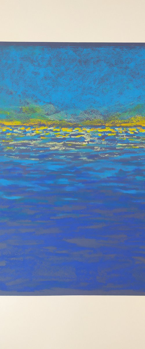 Abstract seascape Blue and yellow by Anna Aboskalova