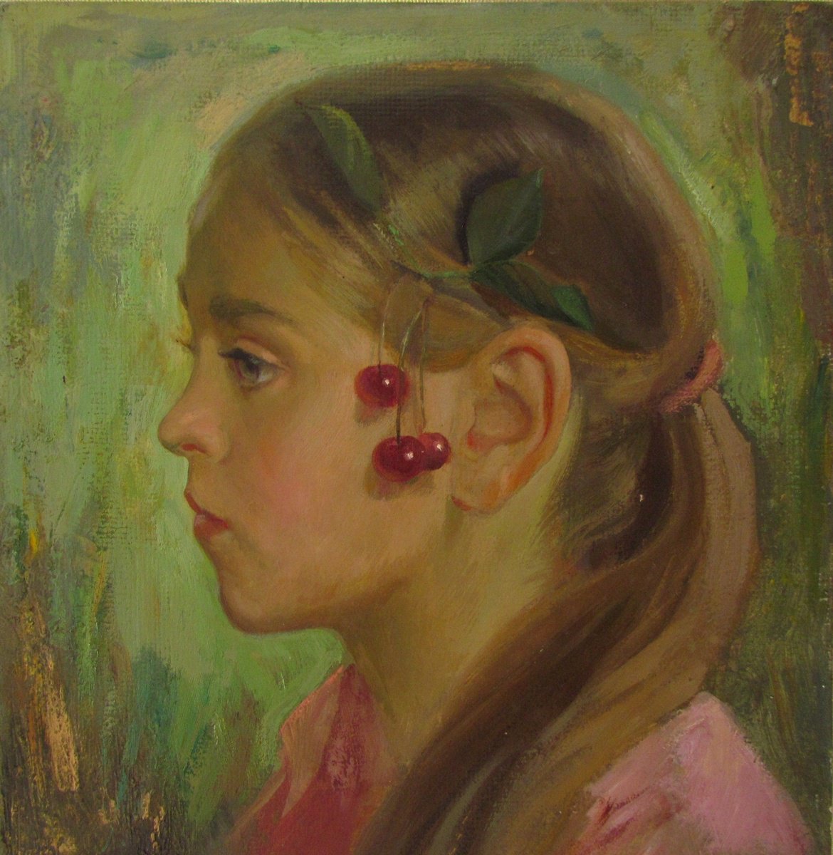 Girl with cherries by Viktoriia Pidvarchan
