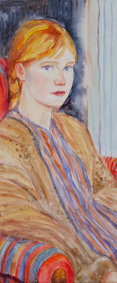 A girl in the old cardigan by Elena Lykhodid