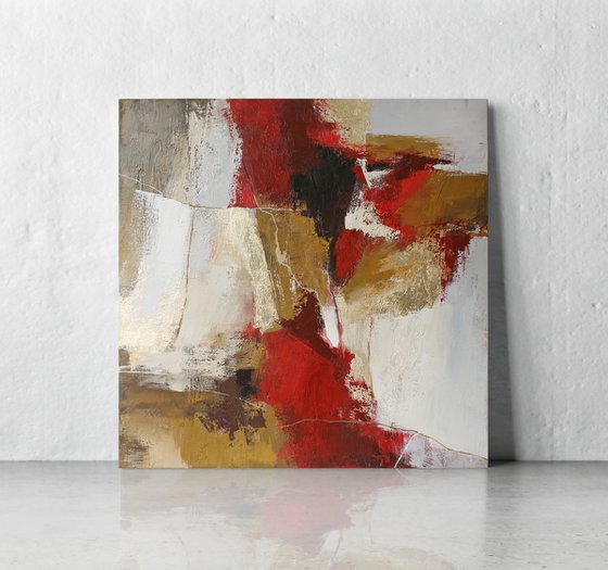 "Florid" Burgundy gold abstract art