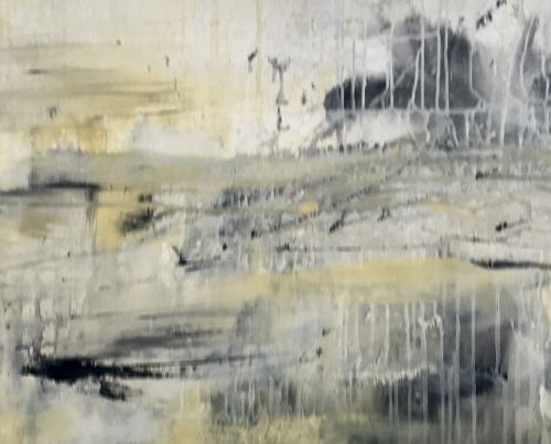 Landscape black, white, napels yellow by Tiny de Bruin