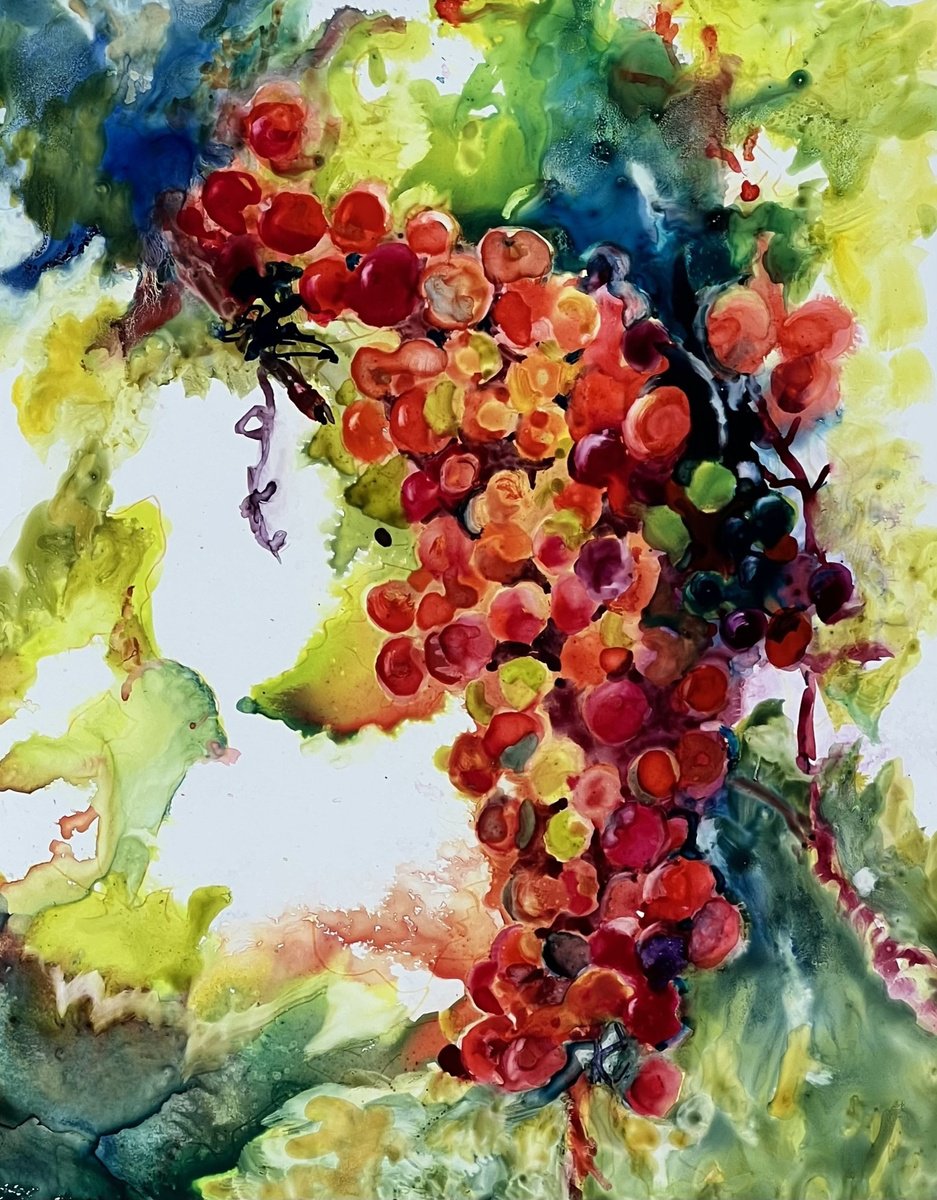 Impressionistic Botanical Watercolour By Bronwen Jones, 11 X 14, Wine Time, Original Artwork