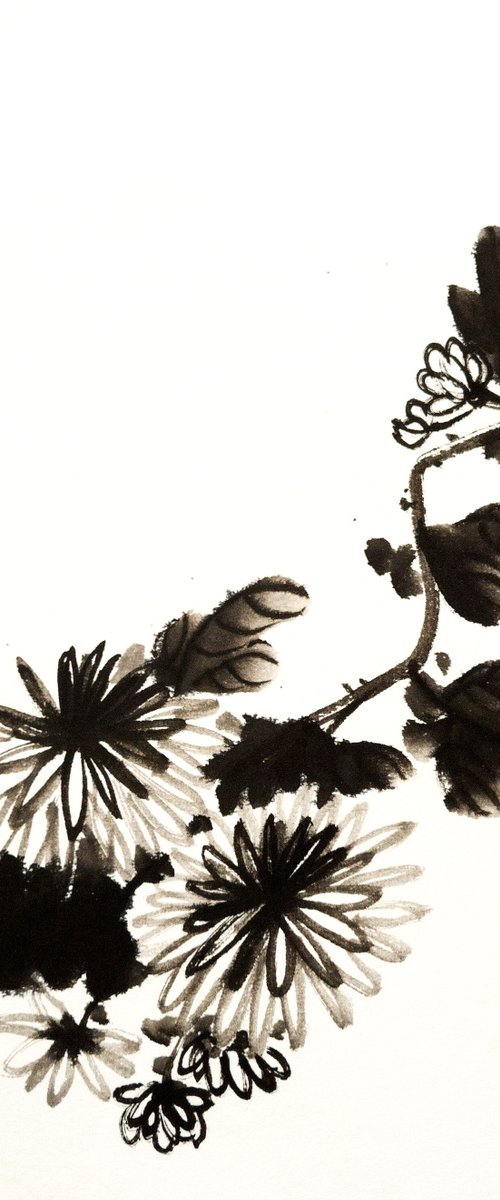 Ink chrysanthemum by Ilana Shechter