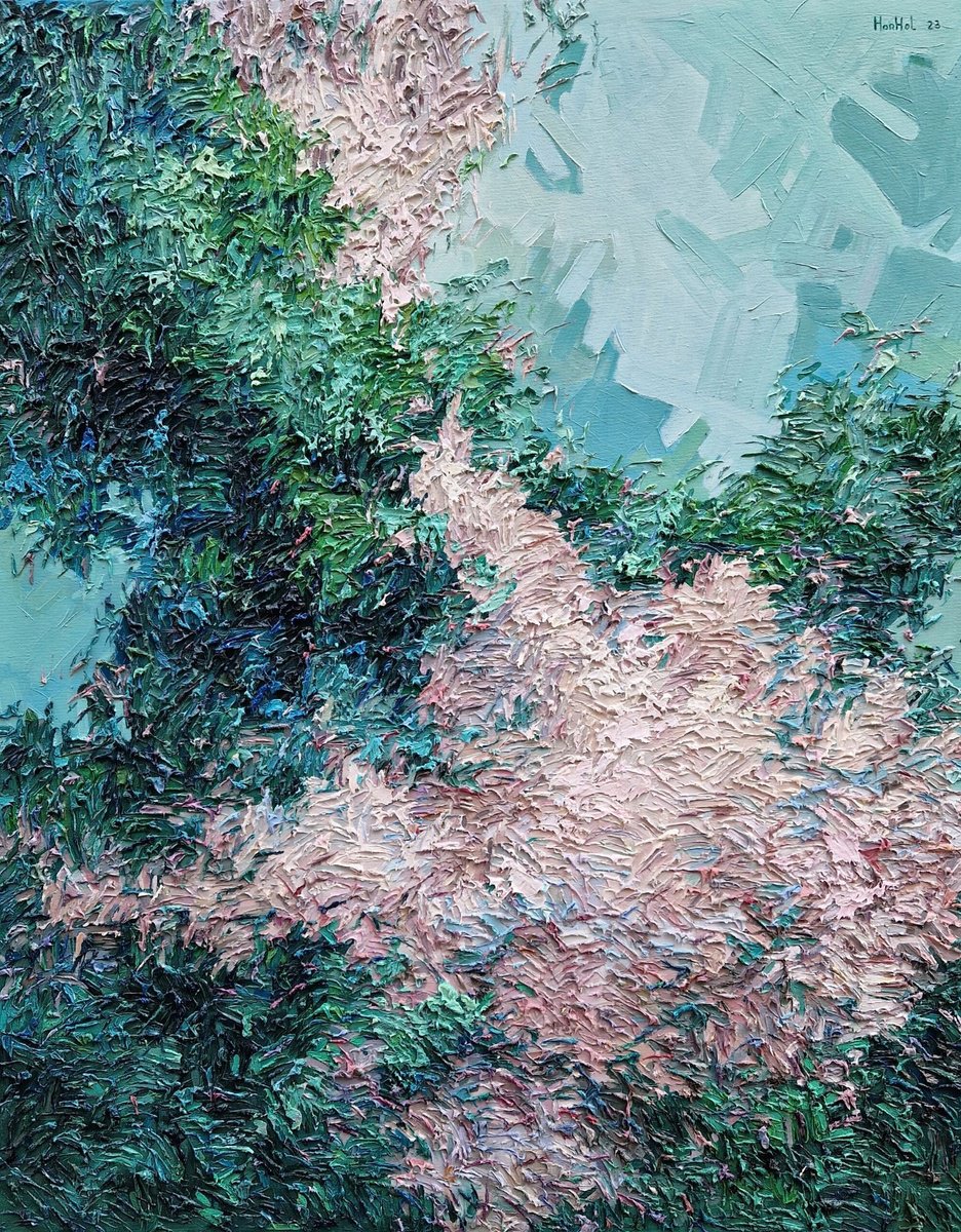 Impressionistic Landscape Oil Painting By Olena Horhol, 31 X 39", Awakening (1), Original Artwork