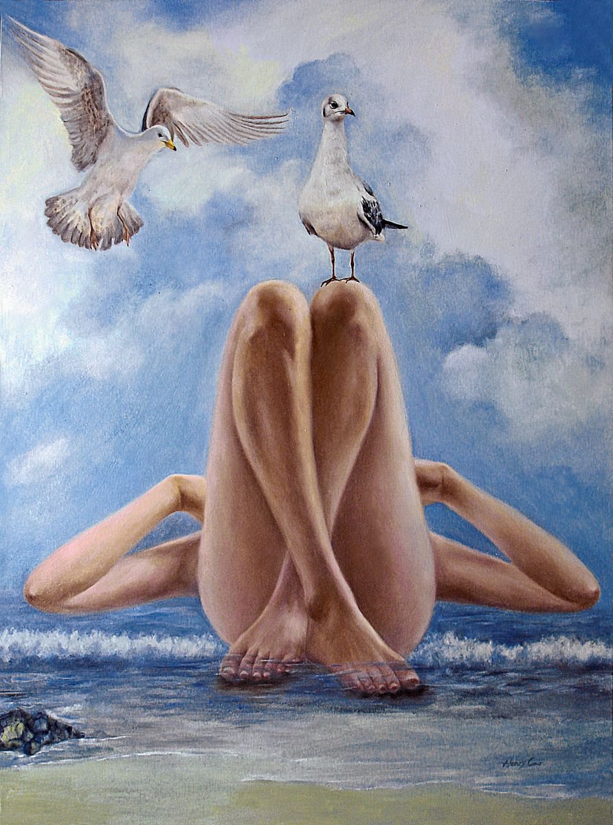 Photorealistic Landscape Oil Painting By Henry Cao, 40 X 52, Rest Awhile, Original Artwork