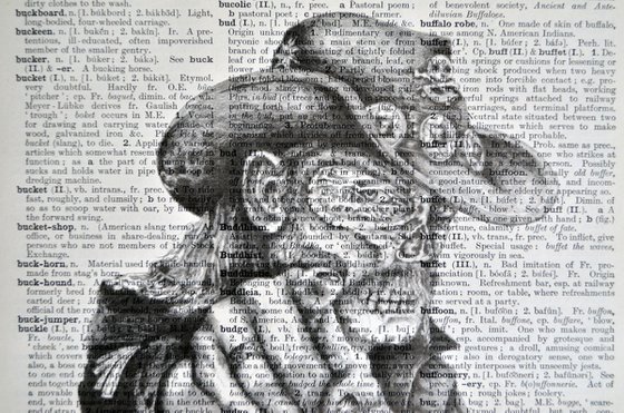 Lemmy Like a Zombie - Collage Art on Large Real English Dictionary Vintage Book Page