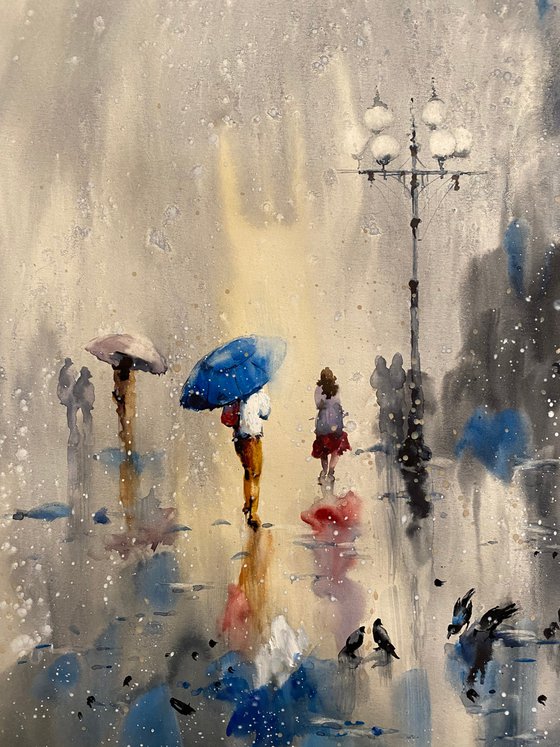 Watercolor “Afternoon fresh rain” perfect gift