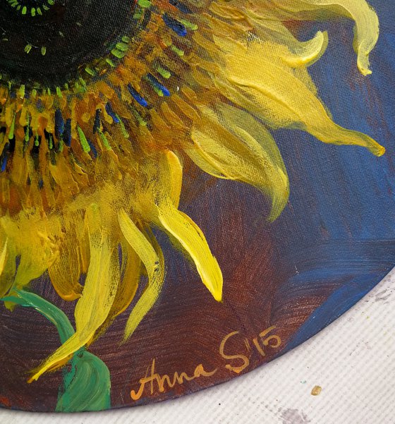 "Sunflower" tondo canvas