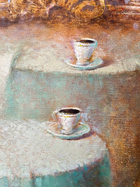 Old World Café Interior Coffee Cup Still Life