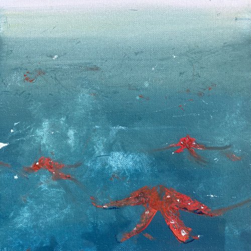 Seastars - gouache abstract painting by Anna Boginskaia