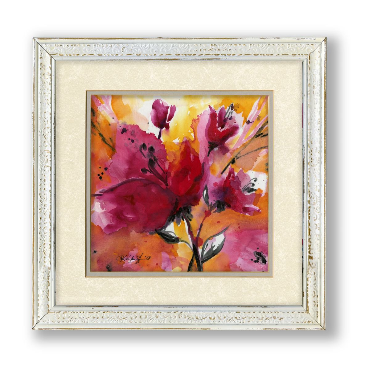 Floral Impressions 2 - Framed Abstract Poppy Floral by Kathy Morton Stanion by Kathy Morton Stanion